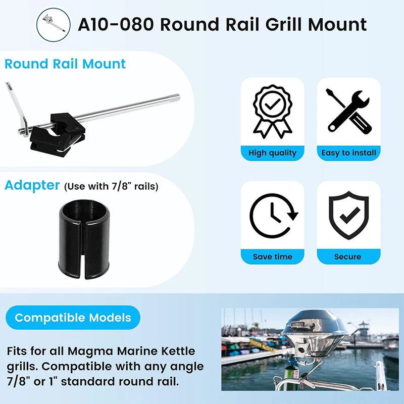 Round Rail Grill Mounting Hardware Kit for Standard 7/8