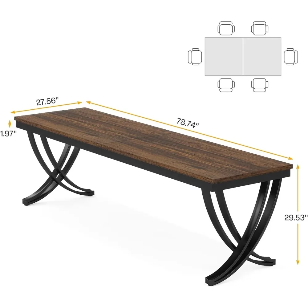 

Rectangular Dining Table for 6-8, 78 inch Large Farmhouse Dinner Table for Kitchen Dining Room Living Room,Brown