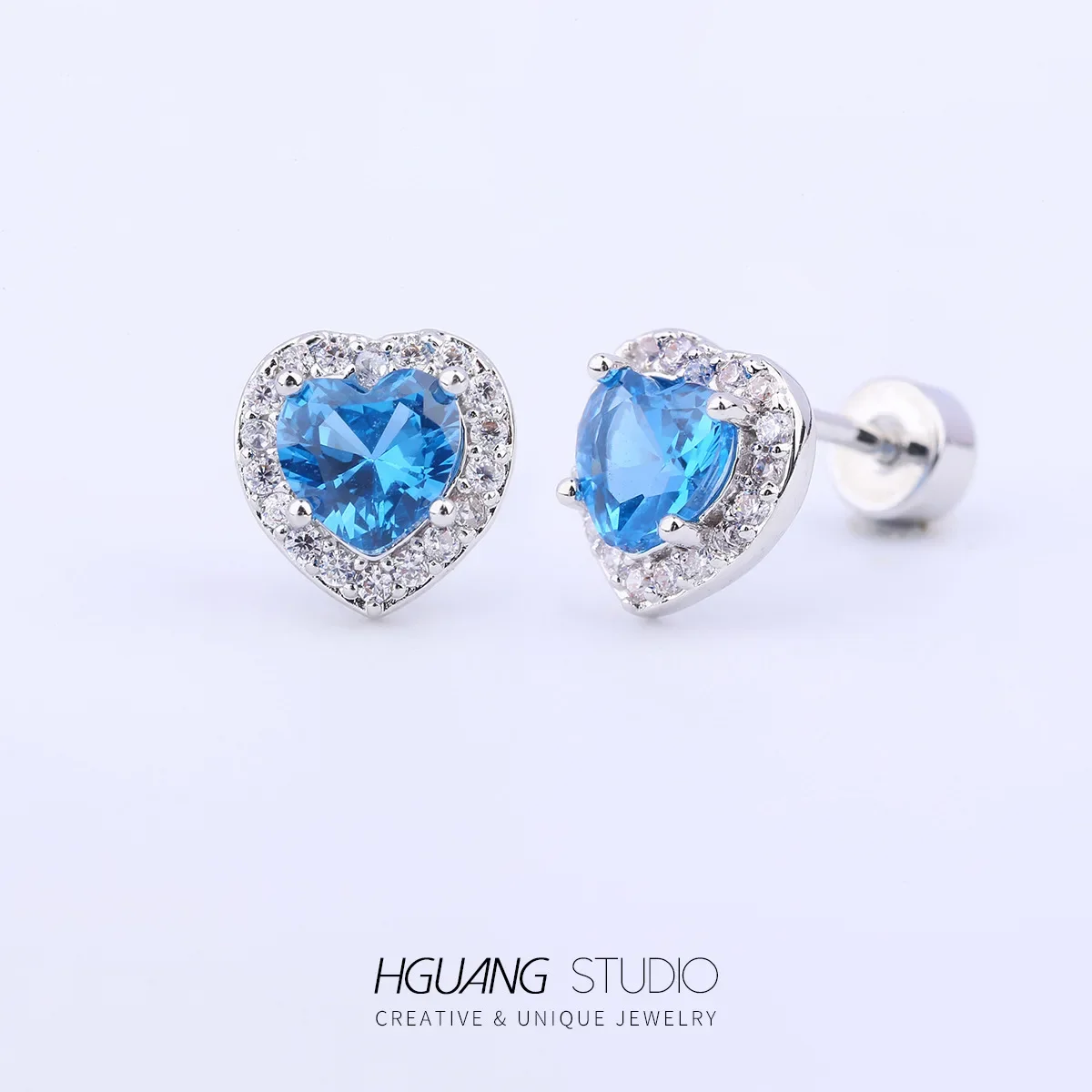 316L Titanium Steel Copper Zircon Heart Stud Earrings Classic Crystal Cubic Zirconium Love Earrings For WOmen Girls Jewelry