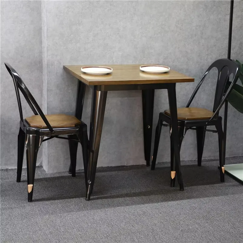 Wholesale Manufacture Restaurant Furniture Booth Set Vintage Fast Food Table and Chairs