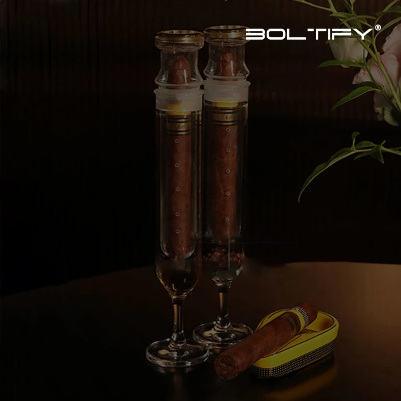 BOLTIFY Cigar Incense Humidor Tube Glass Cigar Fragrance Enhancement Tube Cigar Whisky Infuser Tube With a hygrometer view 6