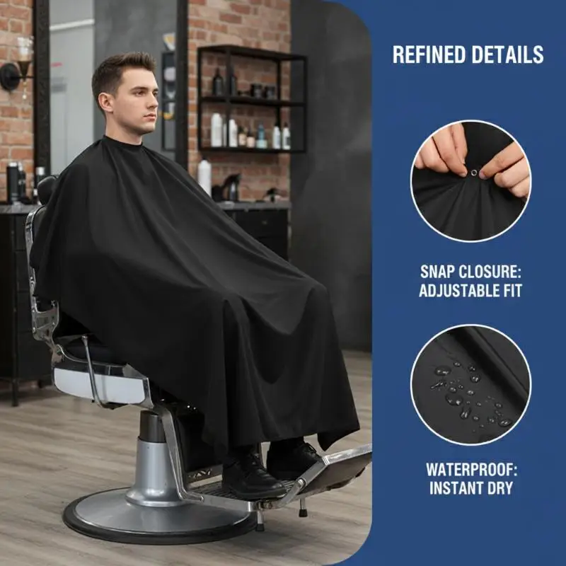 

Professional Hairdressing Hair Cutting Cape With Adjustable Snap Closure Salon Barber Cape 140*120cm Waterproof Hairdressing