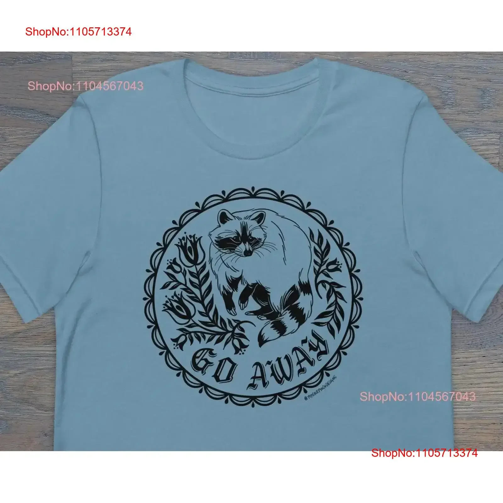 Go Away Raccoon T Shirt Folk Art Inspired Hex Sign Trash Panda vintage Washed Versatile designer clothes Soft homme graphic