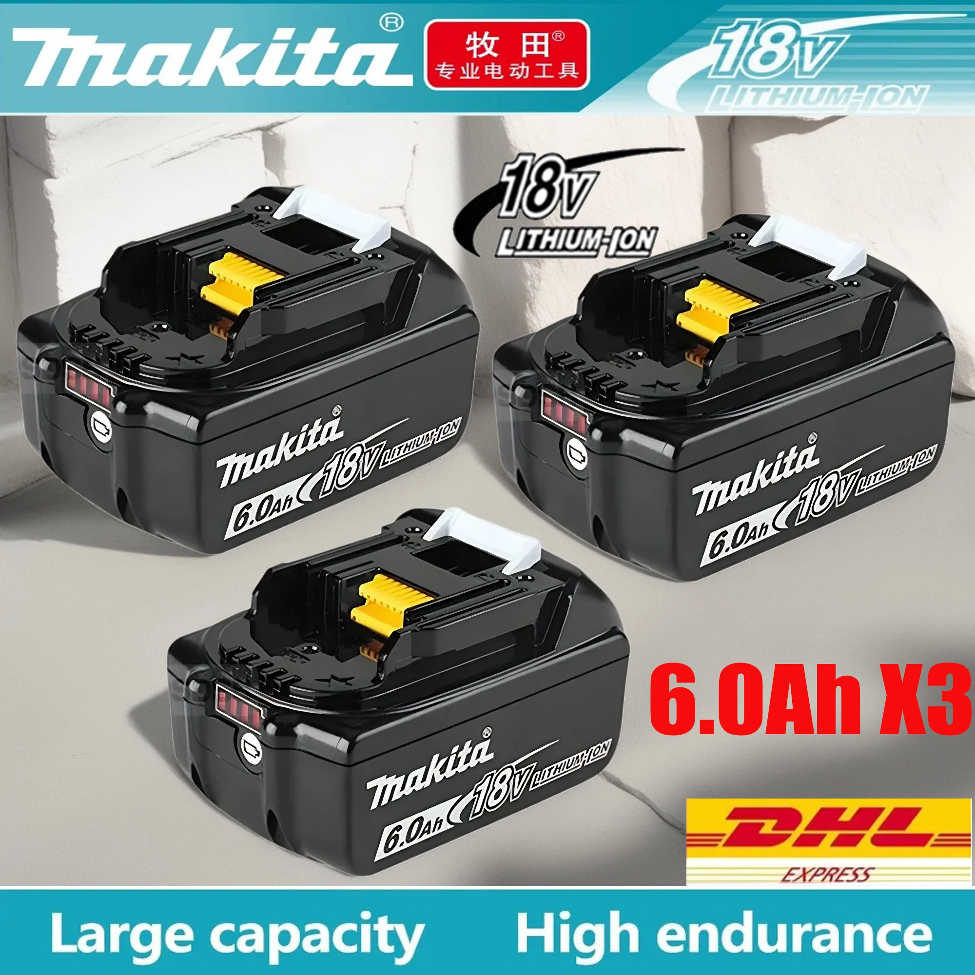 

100% original Makita rechargeable power tool battery18V6.0Ah,Makita LXT BL1860B BL1860BL1850 BL1830 Replaceable LED lithium-ion