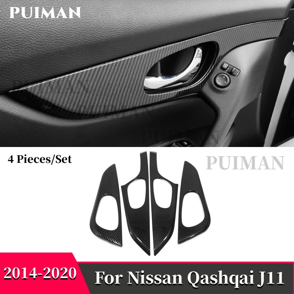 

For Nissan Qashqai j11 Rogue Sport 2014-2020 Auto Accessories ABS Carbon fiber Car inner door Bowl protector frame Cover Trim