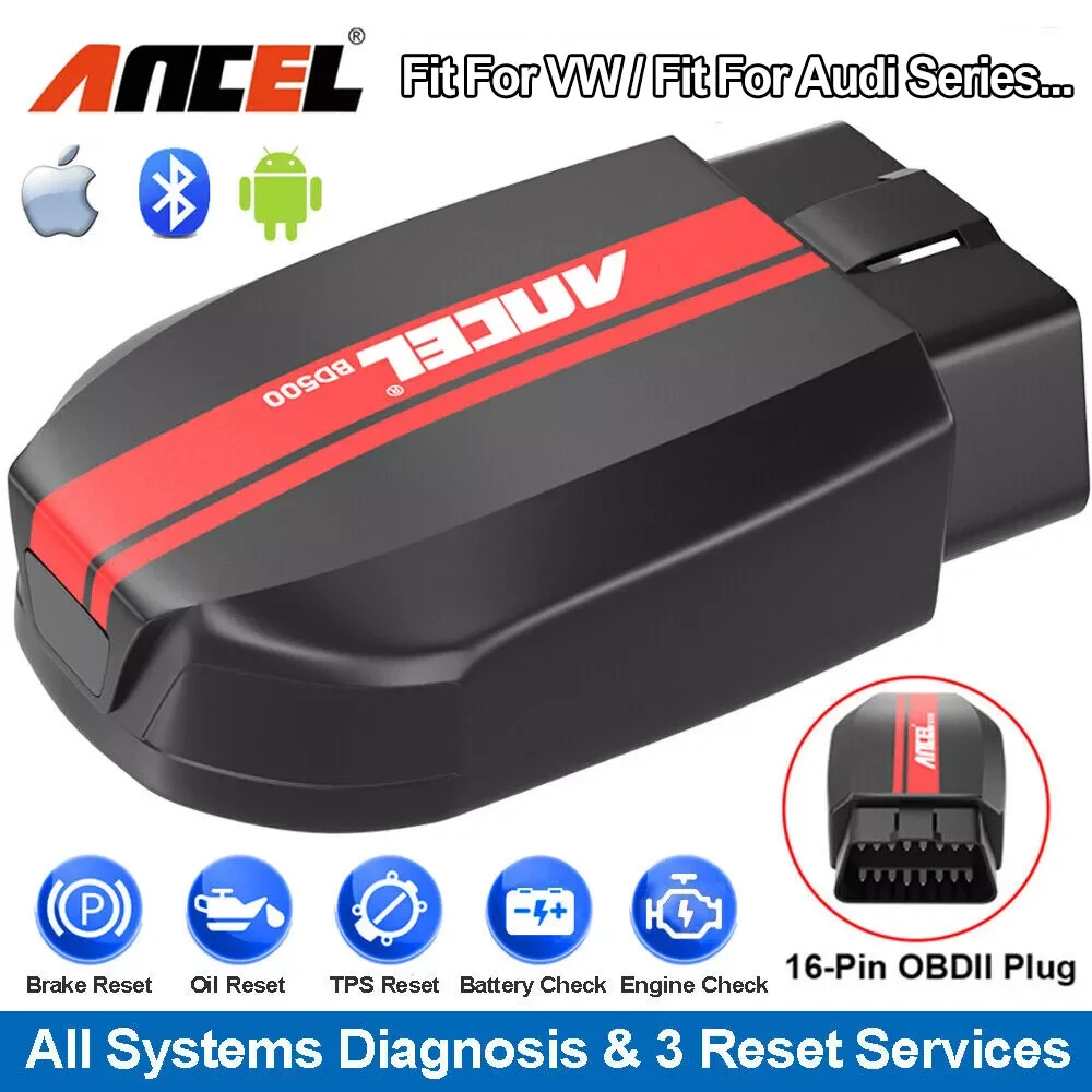 ANCEL BD500 OBD2 Bluetooth Scanner All Systems Car Diagnostic Tool Fit for VW Audi Oil EPB ETC Reset BAT Test OBD2 Scanner