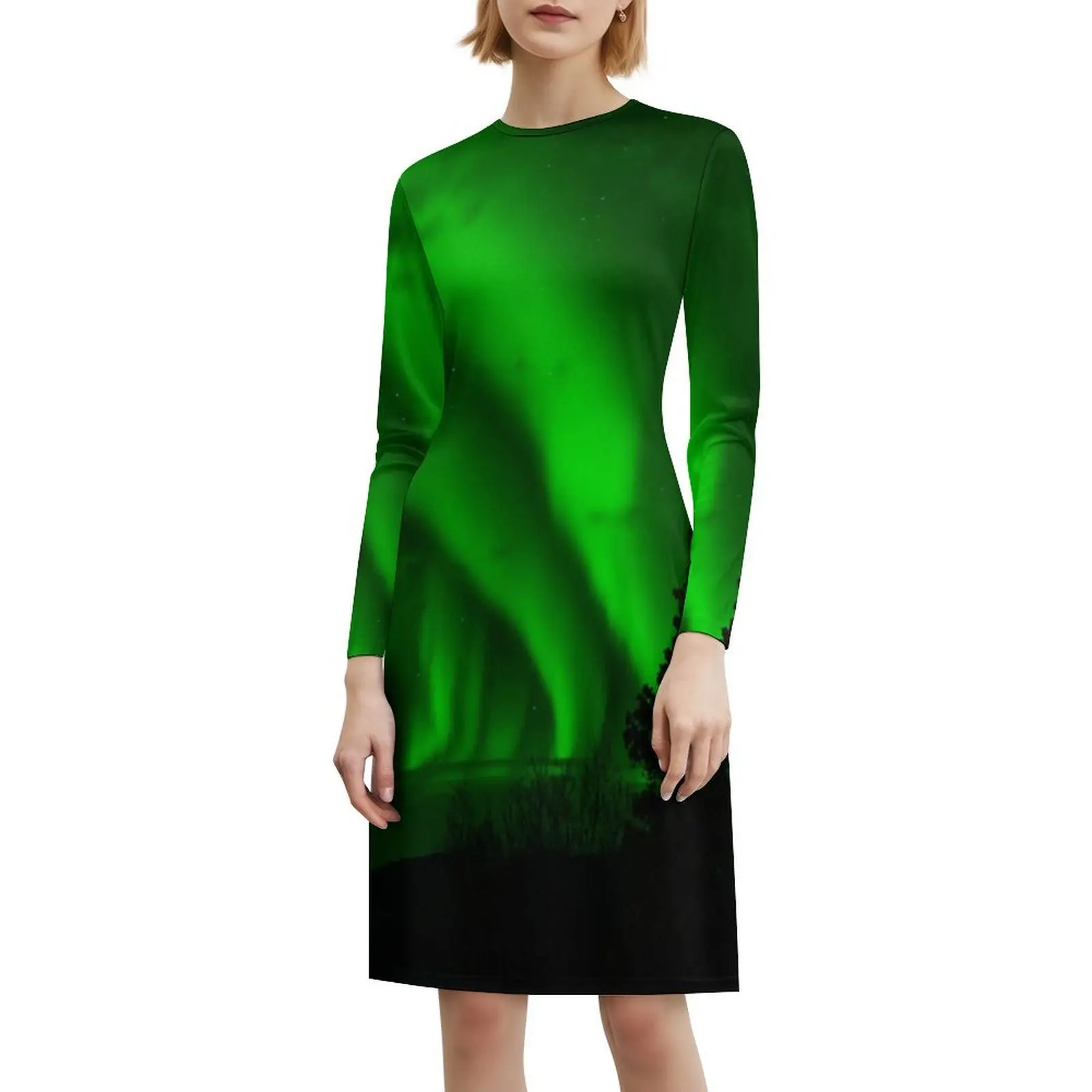 فستان أورورا بورياليس المثير للإجازات للنساء على الشاطئ وحفلات أعياد الميلاد فستان قصير أورورا بورياليس سكاي داون ملابس نسائية