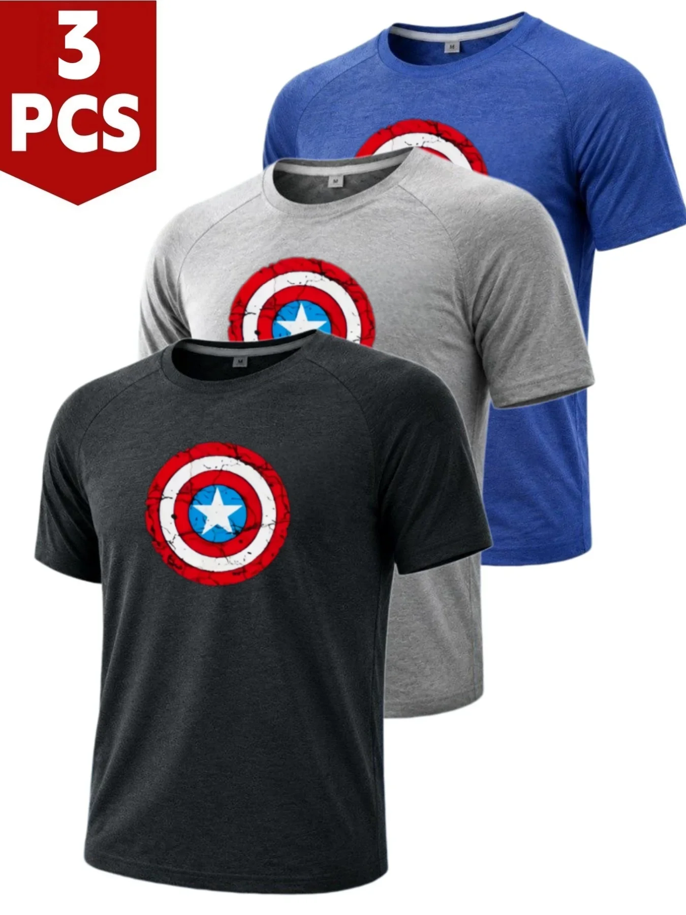 3pcs Super Elastic Fitness T-shirt - Cool and Quick-drying Running and Sports Wear, No Ironing Required, Non-fading, Short Sleev