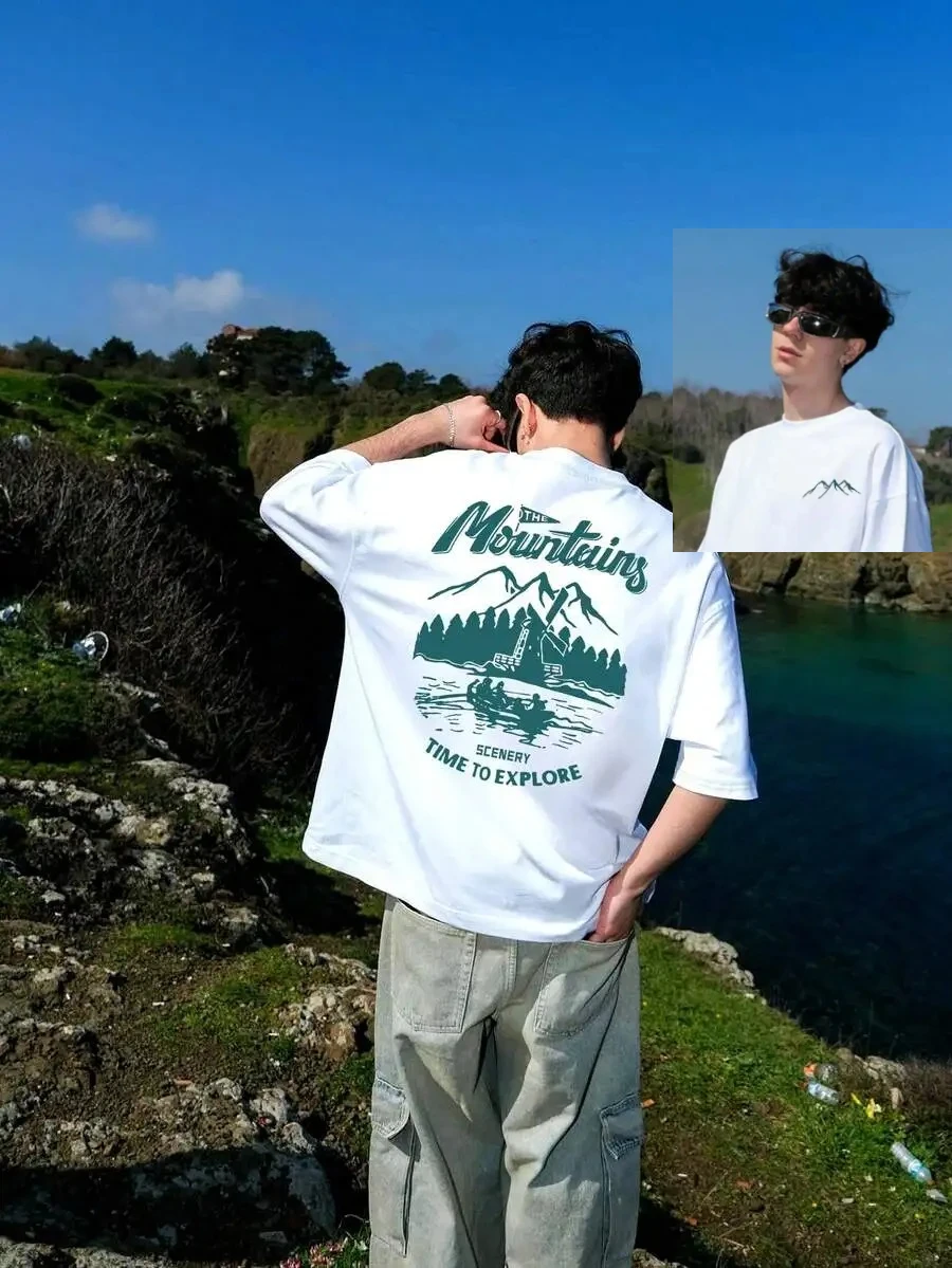 2026 New Summer Men Crew Neck Short Sleeve T-Shirt, 100% Cotton Vintage Graphic Print Soft Comfortable Simple Fashion All-match Everyday Casual Tops