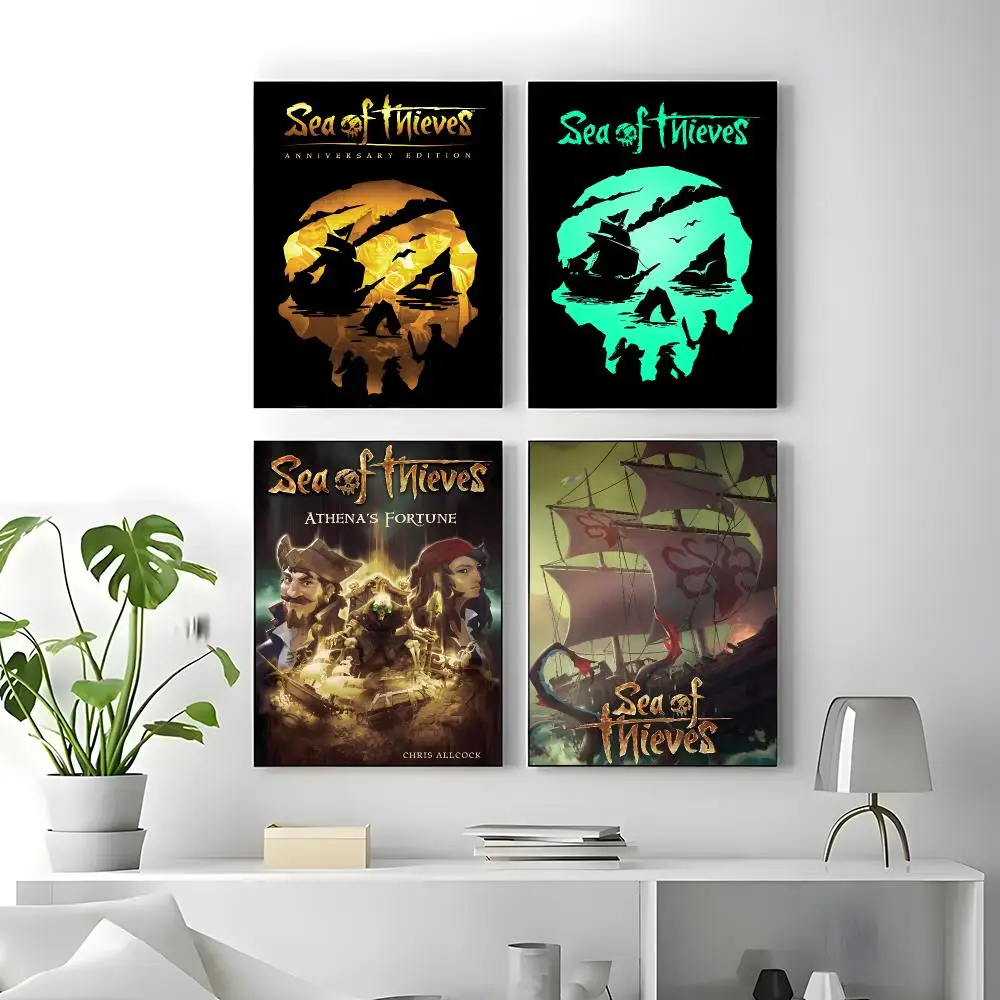 Game Sea of Thieves Poster Self-adhesive Art Waterproof Paper Sticker Coffee House Bar Room Wall Decor
