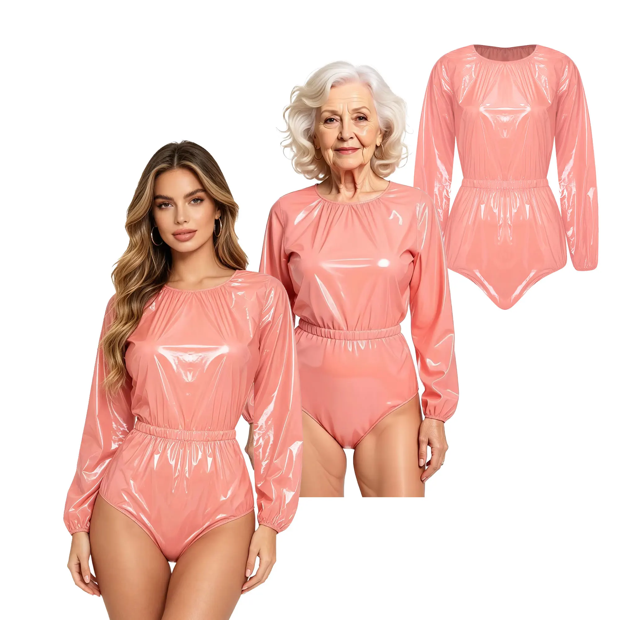 Women Men Washable Diaper Cover Long Sleeve Waterproof Bodysuit Swimwear Clubwear Elderly Alzheimer Bedridden Adaptive Clothes