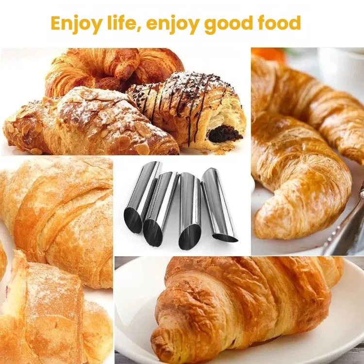 Kitchen Stainless Steel Danish Pastry Tubes, Double-Ended Croissant Butter Horns Molds, Baking Tools for Cone Roller Pastries