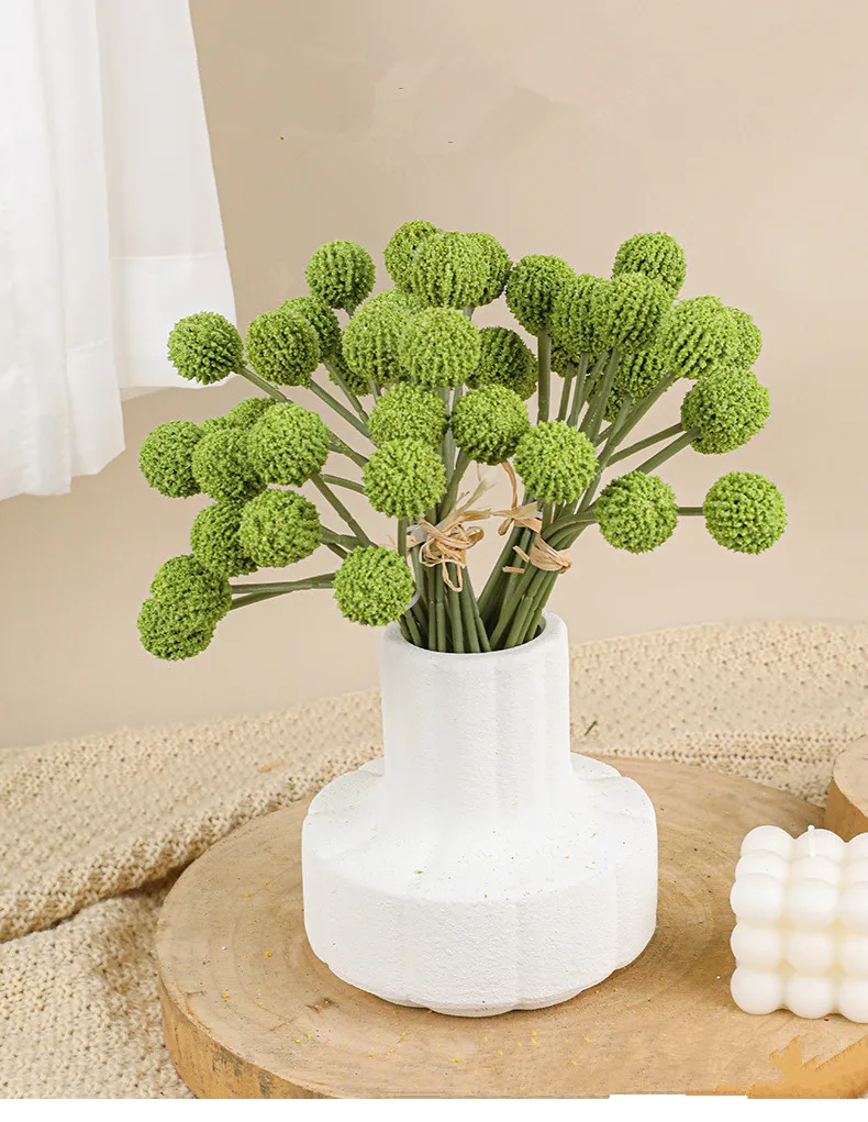 Künstliche Blume, Craspedia-Trommelhammer, Chrysantheme, 9 Köpfe/Blumenstrauß, goldene Kugel für Heimdekoration, Löwenzahnblume – Detail 3