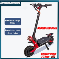 US EU warehouse foldable 3800W, 52V, 38AH electric scooter remote 3-mode fast electric off-road scooter  electric bike