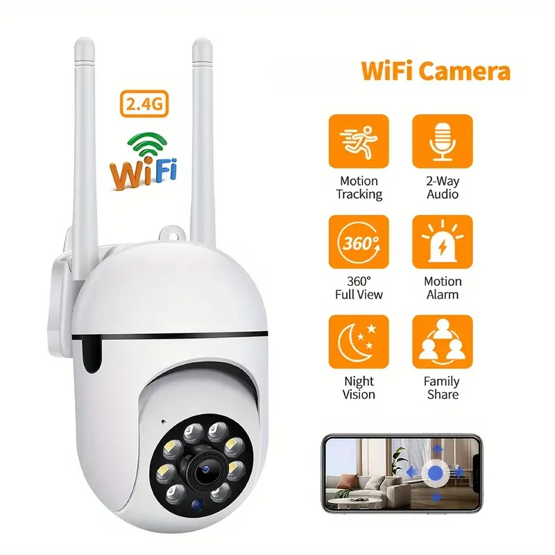 

Wall-WiFi Camera Night Vision 2.4G hotspot 360° Rotate Anti-theft Monitor Security Surveillance Smart Camera for Phone