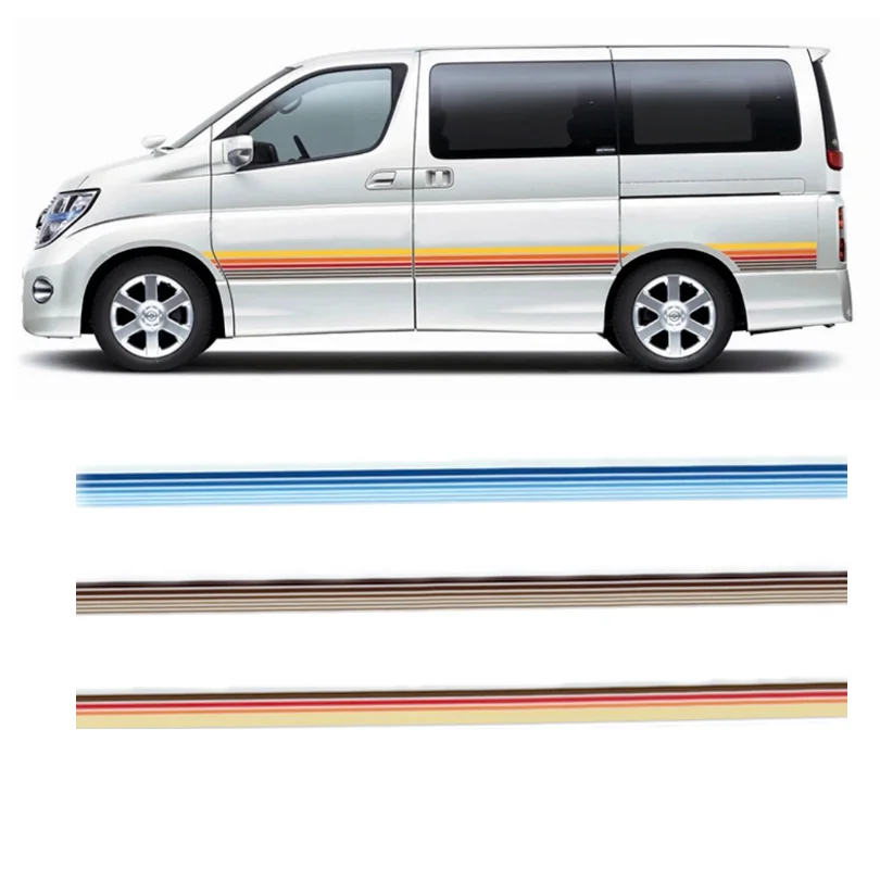 

Custom Car Sticker Outdoor Side Waistline Vinyl Graphics Precut Wrap Decoration Overlay Decal for Nissan ELGRAND E51