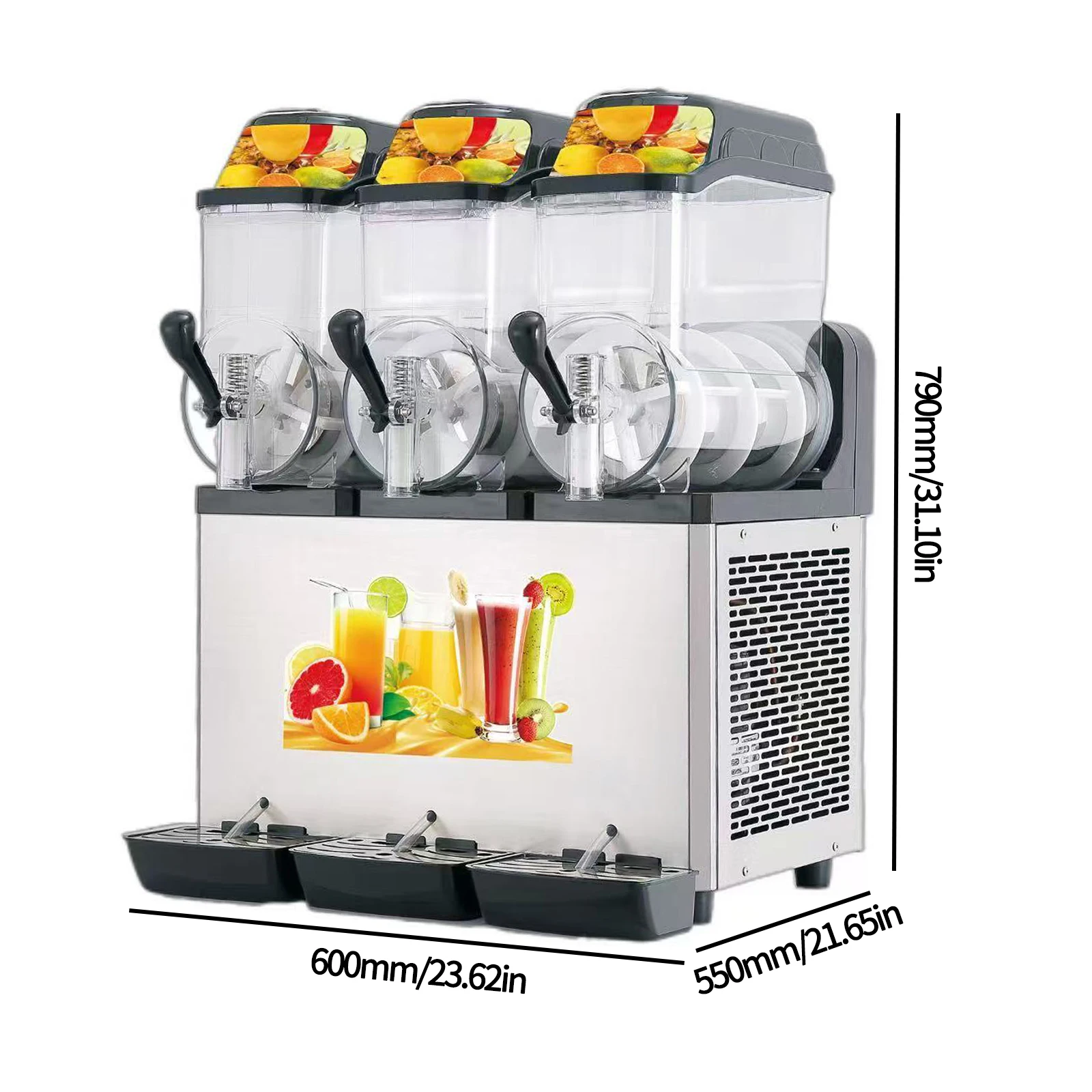 Commercial Electric 3-Tank Slush Machine Stainless Steel Vending Automatic Flavoured Space Frozen Drinks for Hotels
