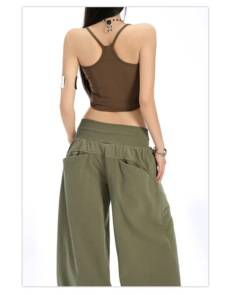 2025 Lazy Style Drawstring Wide-leg Pants, A New Summer Fashion, Loose and Casual Elastic Waist Floor-length Pants for Women