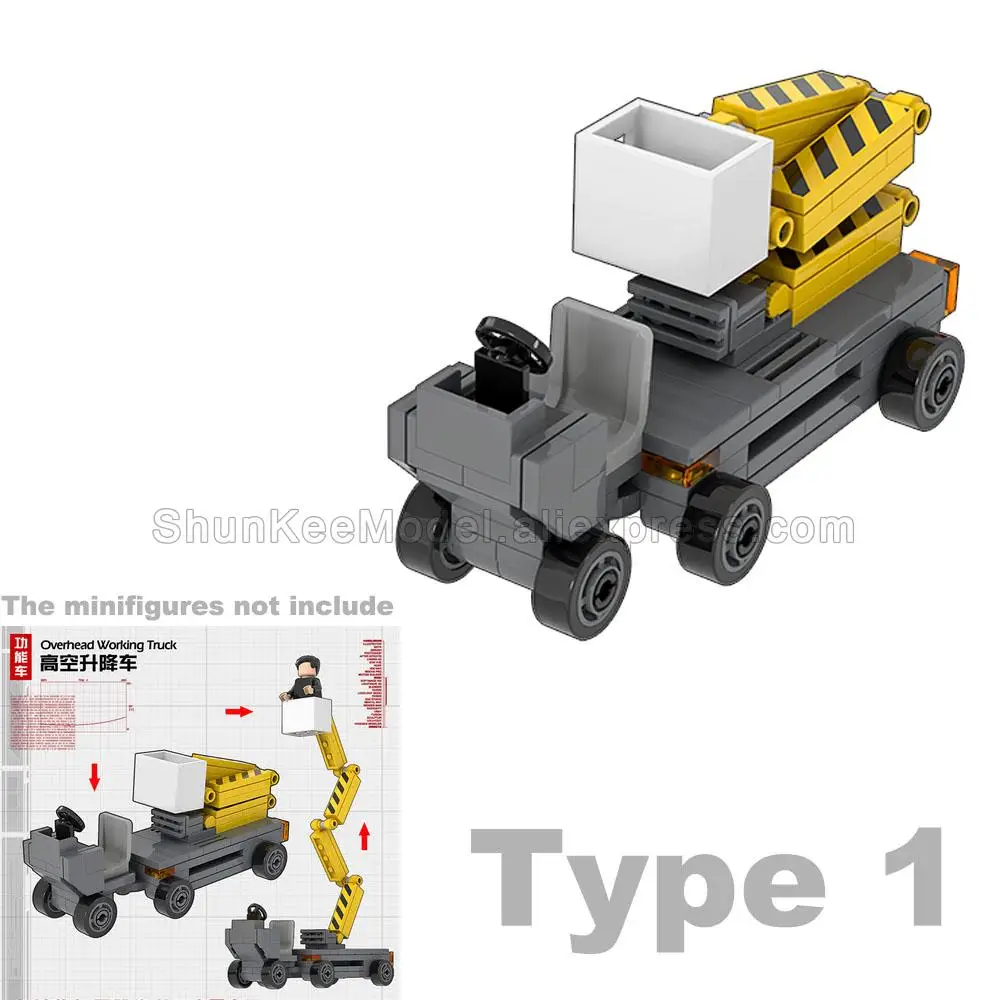 MOC Building Blocks Bricks Airport Military Army Working Vehicle Container Truck Tractor Pallet Model Baseplate Traffic Light