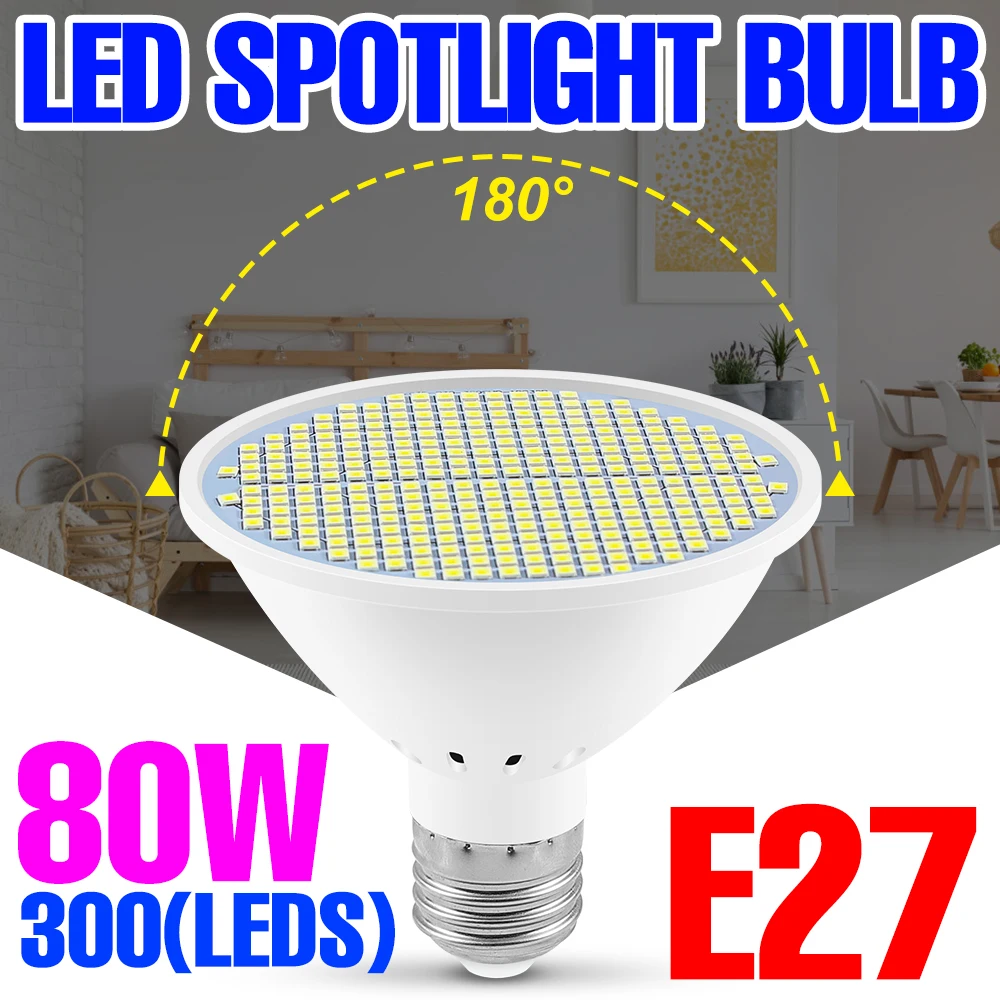 E27 Foco Led Lamp 220V Light Bulb 110V Spotlight 30W 50W 80W Bombillas LED Chandelier Bulb Candel Light Living Room Night Lamp