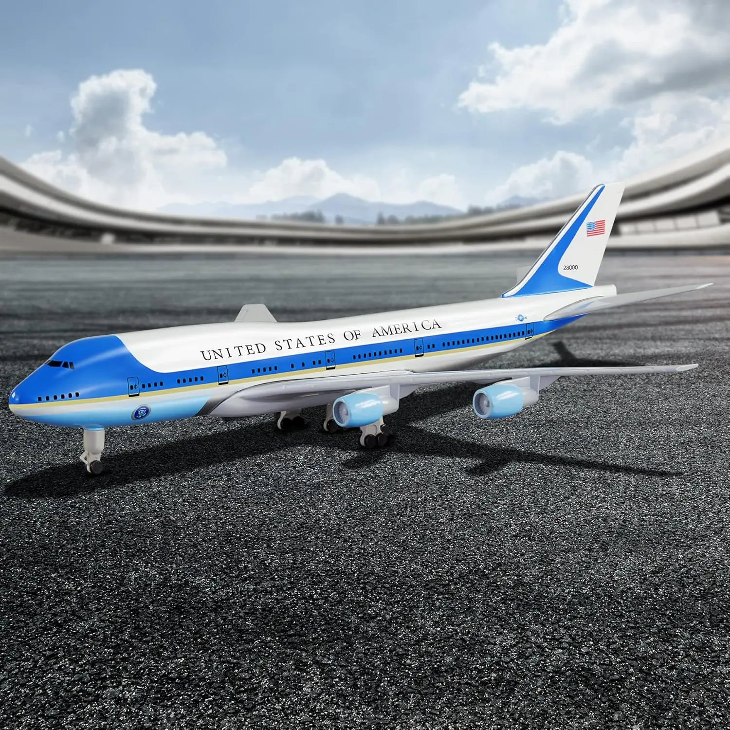 1/300 Scale Air Force One B747 Airplane Model Toy Kit with Stand wheel for Collections and Displays or child toy plane Gift