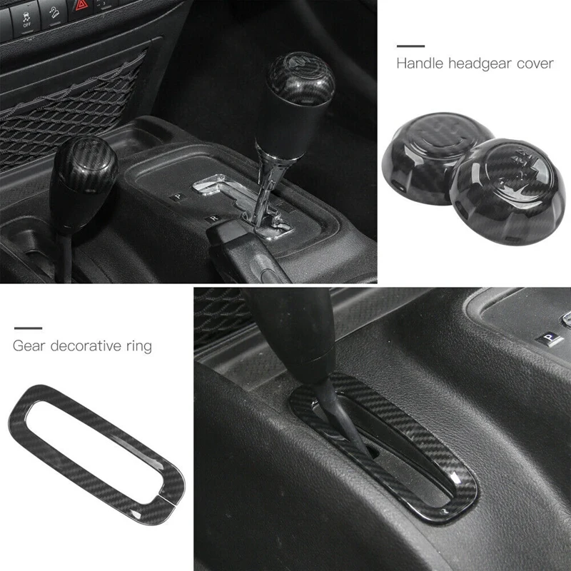 New-Gear Shift Trim Cover Kit Interior Accessories For Jeep Wrangler JK JKU 2011-2017 ABS Carbon Fiber 8PCS