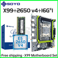 SOYO X99 Motherboard Set With LGA2011-3 CPU E5 2650 V4 DDR4 16GB 2133MHZ Memory NVME M.2 SATA3.0 USB3.0 Computer components