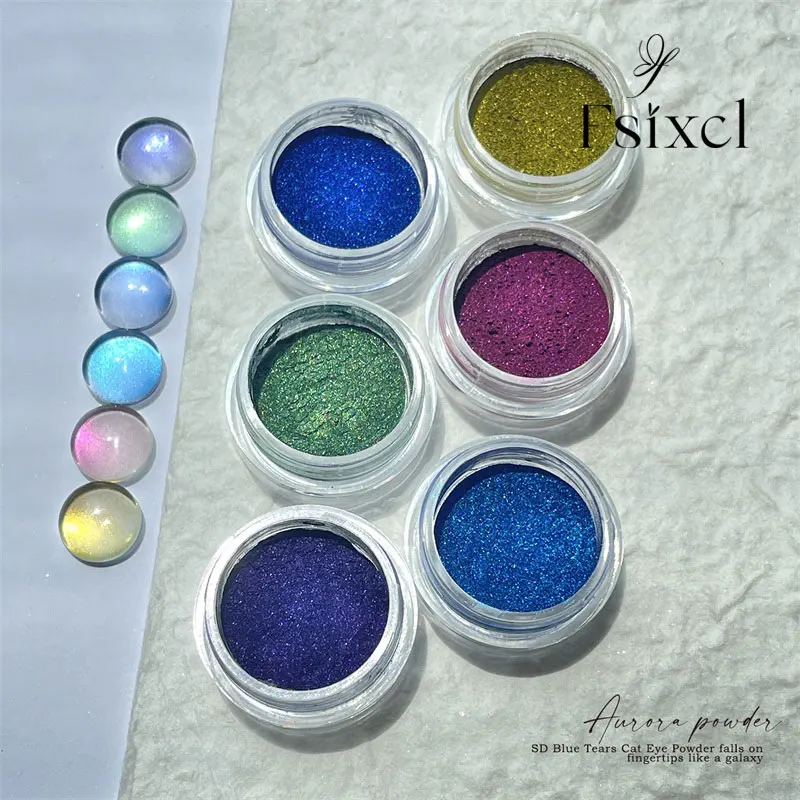 

FSIXCL 0.5g Blue Tear Series Cat Eye Magnetic Powder for Gel Polish Professional Nail Art Glitter Design Pigment Dust