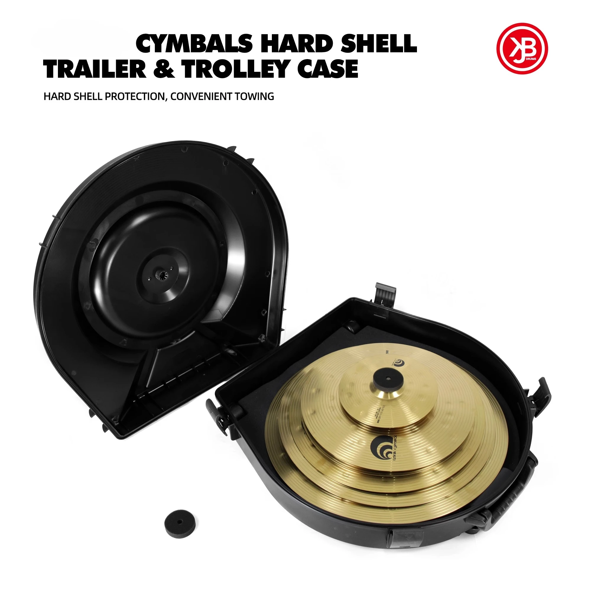 Precussion Drum Cymbals Hard Shell Trailer and trolley Case Protection Bag with Handle and Wheel UP to 20inch cymbal