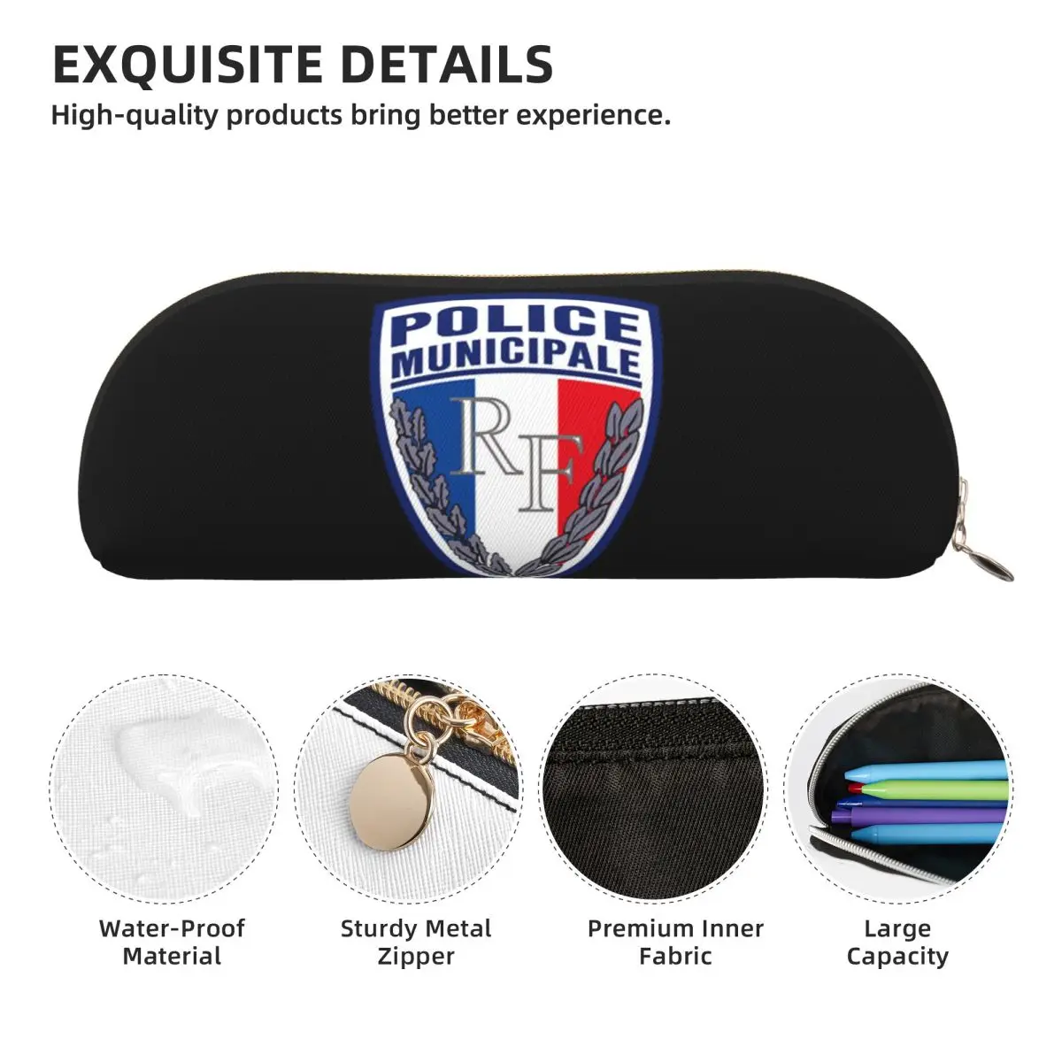 INSEGNE DEL POLIZIA MUNICIPALE FRANCESE Astuccio Portapenne Portapenne Forniture di cancelleria Astuccio per penne Astuccio per regali per ragazzi e ragazze