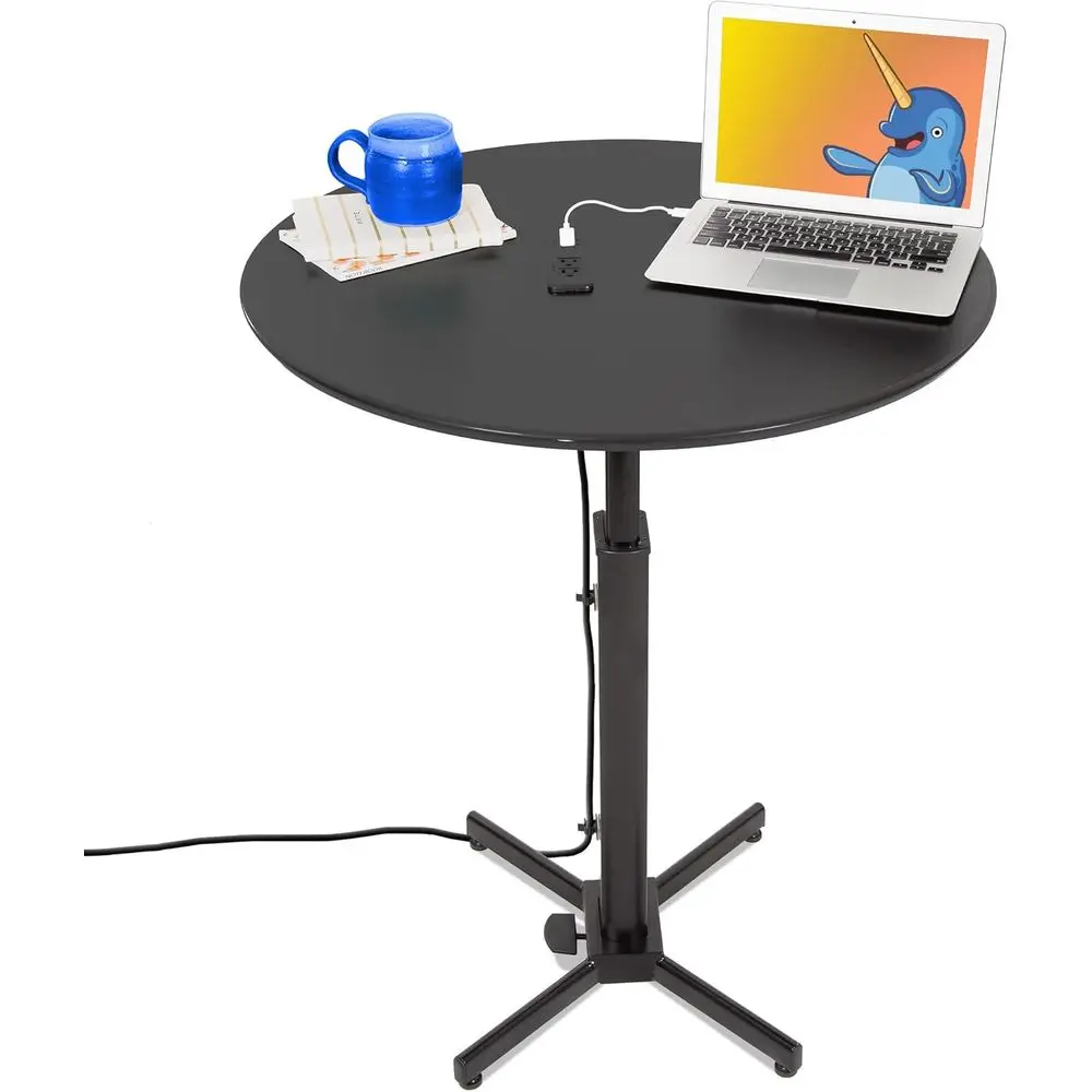 

Adjustable Height Charging Table with Integrated AC Outlets & USB Ports for Office, School, Home Use (31.5, Black)
