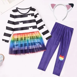 Gabby's Dollhouse Black And White Stripe Tops+Bottom 2pcs Tracksuit Children Girls Gabby Cats Birthday Carnival Cosplay Costume