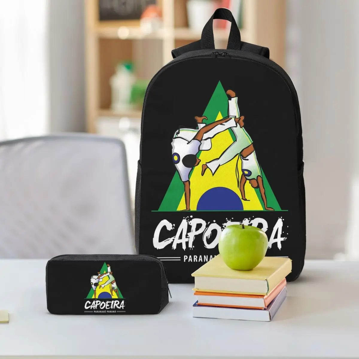 Capoeira Paranaue Backpack Boys Girls BookBag School Bag Shoulder Bags 3ps Insulated Lunch Bag Pencil Case
