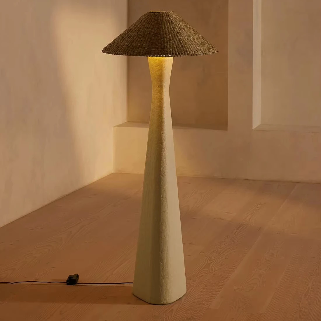 Japanese Solid Wood Floor Lamp Scandinavian Retro Mushroom Living Room Bedroom Bedside Decorative Vertical Corner Light