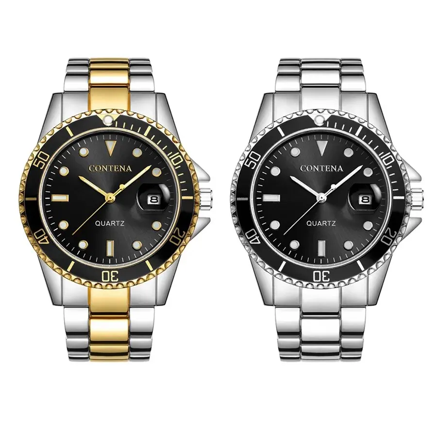 ساعات رجالية أعلى علامة تجارية فاخرة للرجال ساعة عمل بسيطة جو رجل صلب مقاوم للصدأ ساعة تاريخ مقاومة للماء