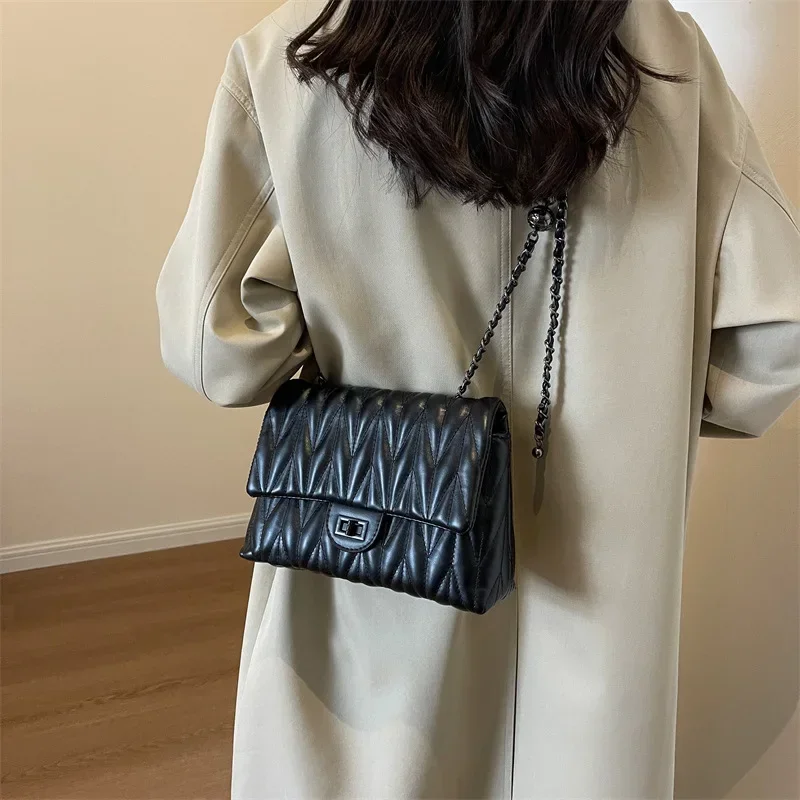 Nuove borse a tracolla a doppia catena in pelle trapuntata per le donne borse e portamonete da donna a tracolla grandi di design di lusso 2024