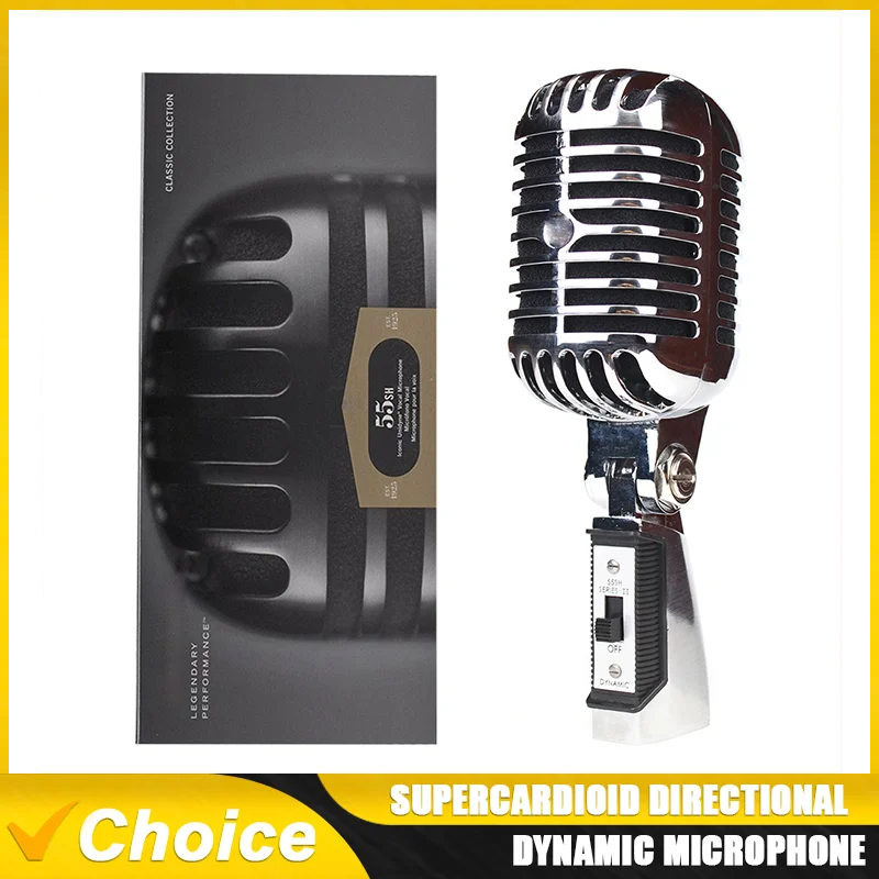 55SH SERIES II Metal Vintage Microphone Simulation Classic Dynamic Vocal Mic Wired Microphone Recording for Karaoke Recording