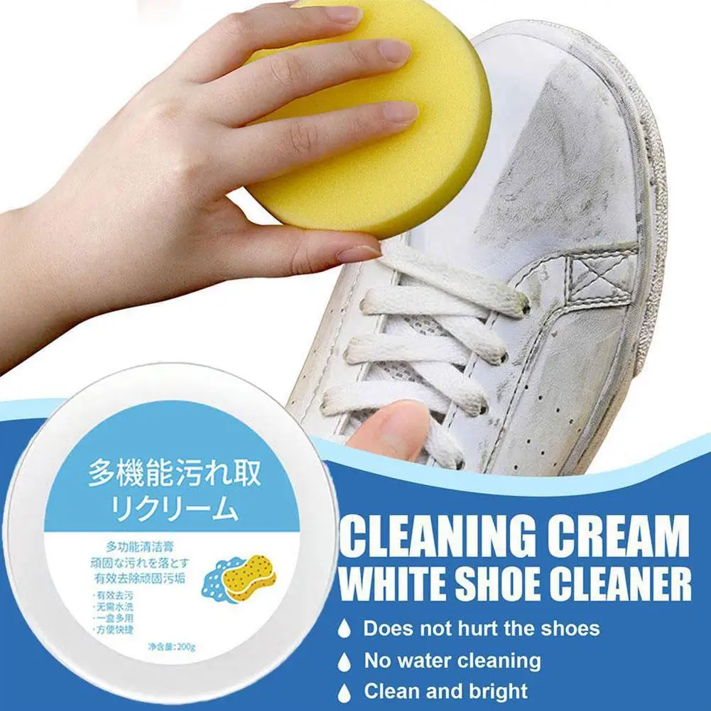 White Shoes Cleaning Cream Stains Remover Shoes Whitening All-Purpose Cleansing Cream With Wipe Sponge For Shoes Sneakers