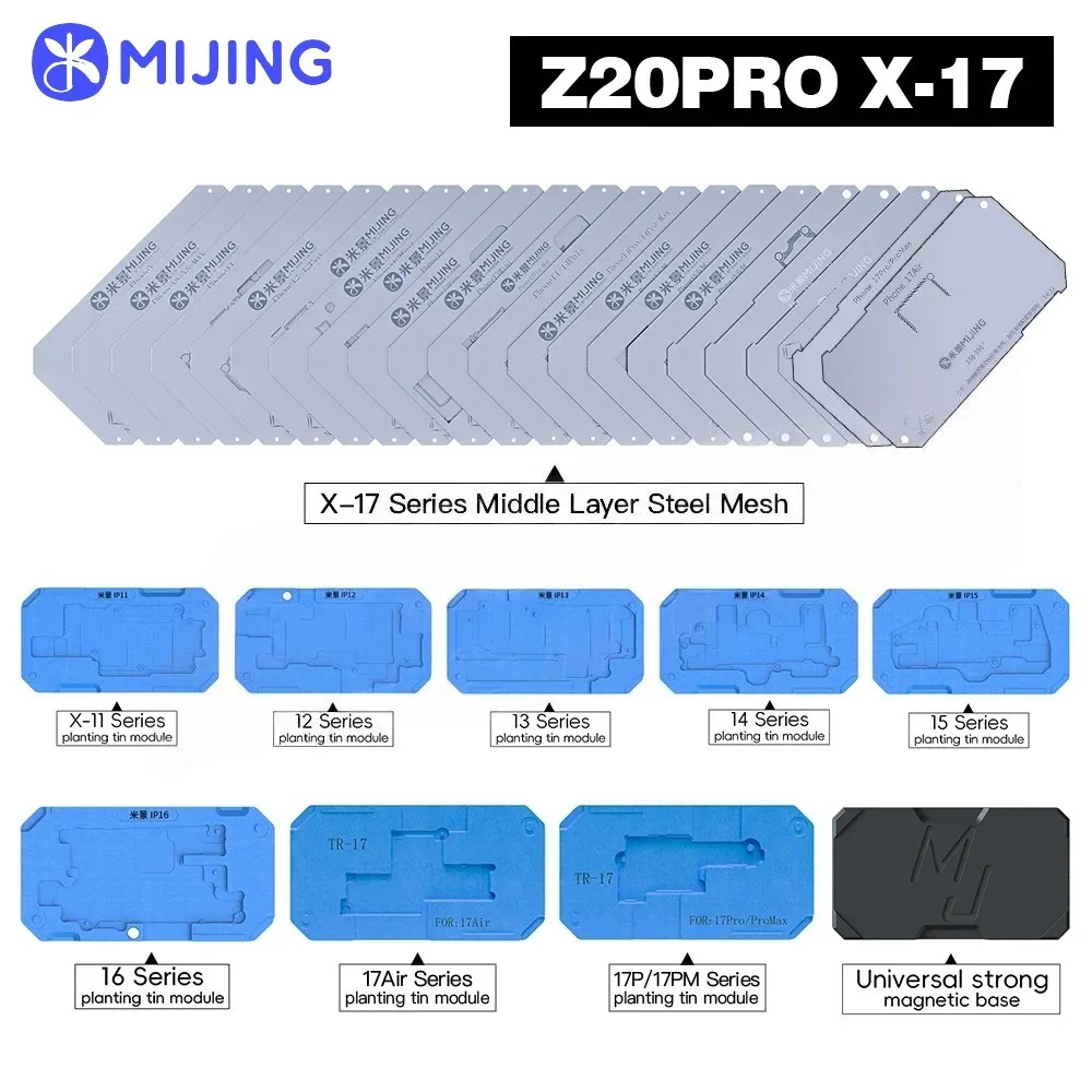 MJ Z20 Pro Mid-Layer Planting Tin Station For iPhone X XS 11 12 13 14 15 16 17Pro Max Motherboard BGA Reballing Stencil Platform