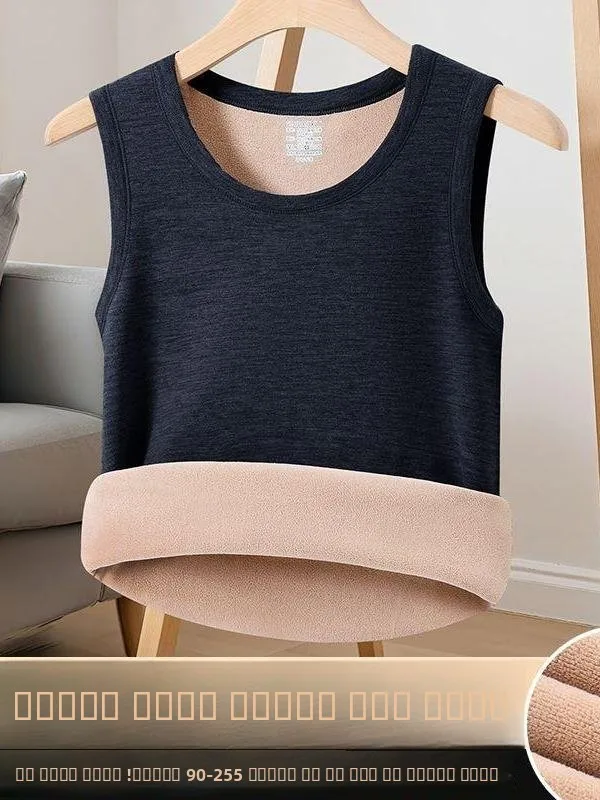 

Thiened Fce Warm Vest Winter Men's Special Wide Fit round Ne Ci Sle Underwear Base irt Daily Wear Twet Brand