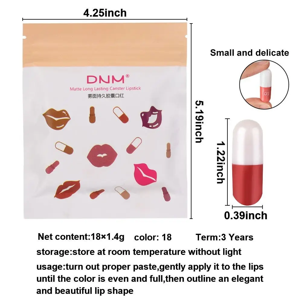 มินิ 18 สีแคปซูลลิปสติก Non-stick Cup Long Lasting Makeup ลิปสติกเซ็กซี่ Lip Tint Daily Matte ลิปสติก Party ของขวัญ