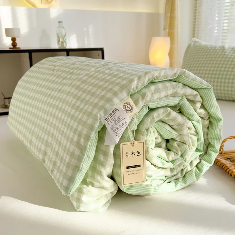 Green Plaid Summer Quilt High Quality Double-sided Summer Quilts Queen Bed Quilt Simple Luxury Comforter Thin Bed Cover Bedding