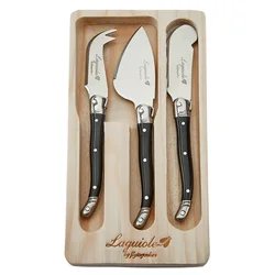 3pcs Laguiole Cheese Tool set Black Butter Spreader Sandwich Jam Knife Small Cheese Slicer  Scraper Cutter Kids Child Cutlery