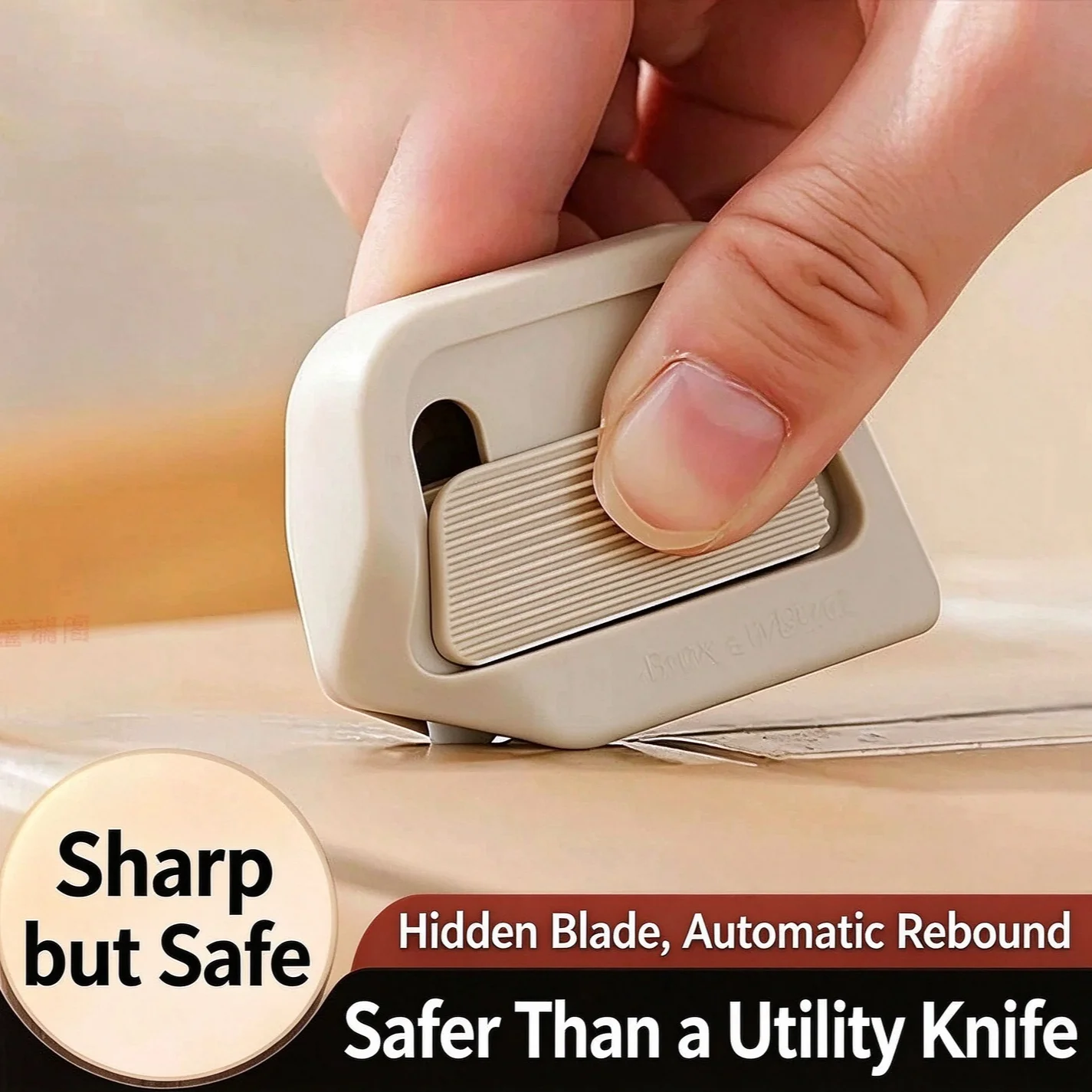 Mini Ceramic Box Cutter Portable Automatic Rebound Parcel Opener Anti-stick Safe Express Package Unpacking Tool for Home Office