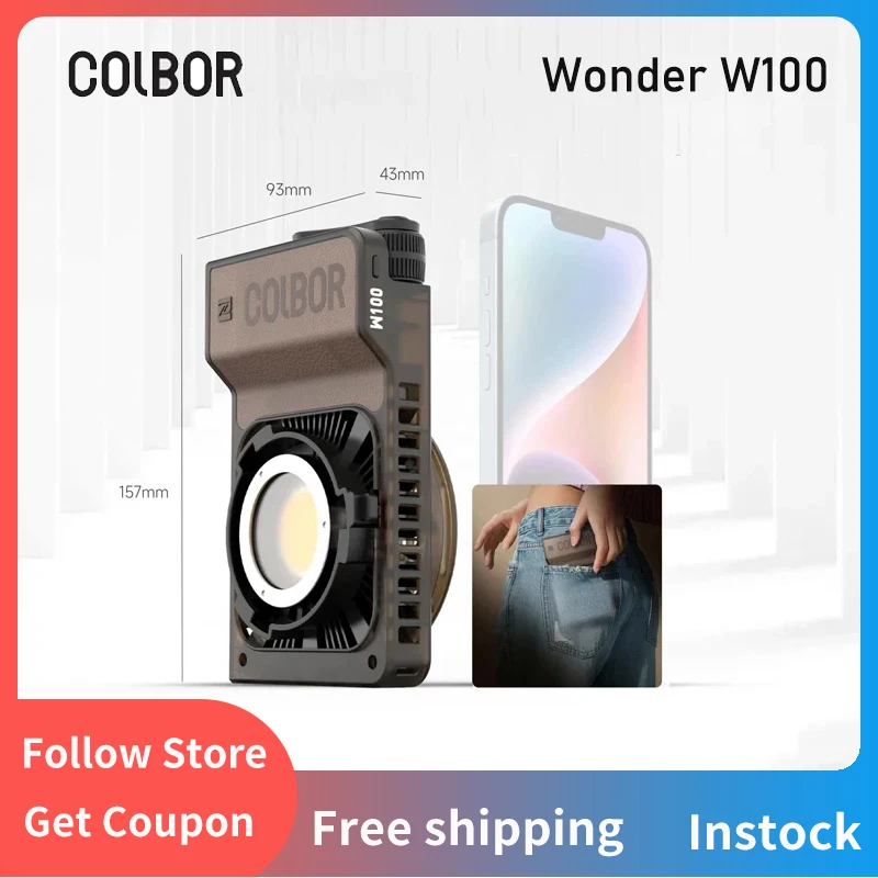 Colbor W100 W100R Wonder 100W Portable COB LED Light Pocket Lighting for Photography Video YouTube TikTok Outdoor Shooting