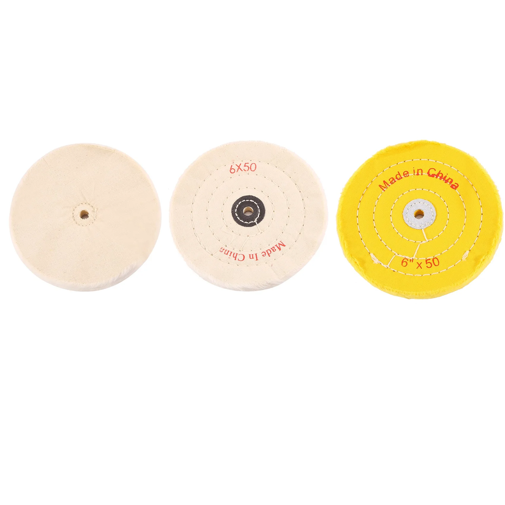 New 3-Piece 6-Inch Mirror Polishing Wheel Set Cotton Wheel for Bench Grinder Tools with 1/2 Inch Arbor Hole