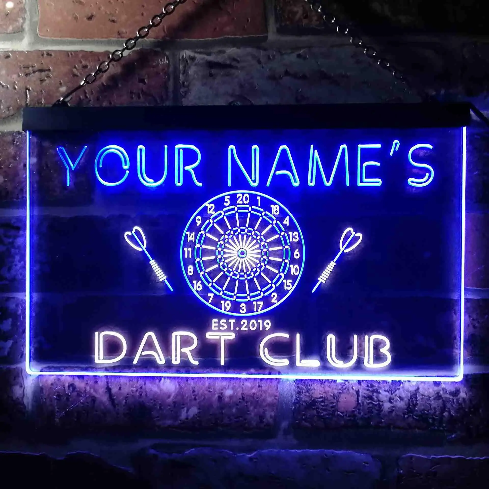 Personalized Dart Club Bar Beer Dual Color Led Neon Sign st6-ts1-tm