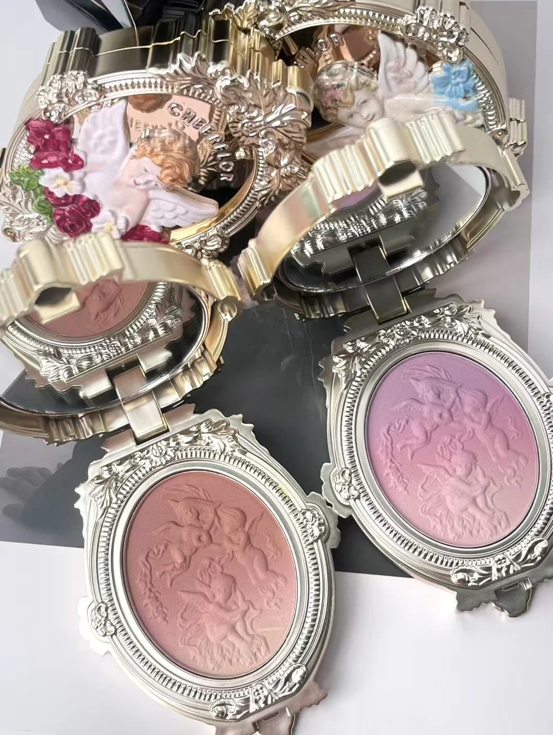 Cheerflor anjo em relevo gradiente blush crueldade-livre pó blush feminino acabamento fosco contorno rosto blush maquiagem nude 4.5g