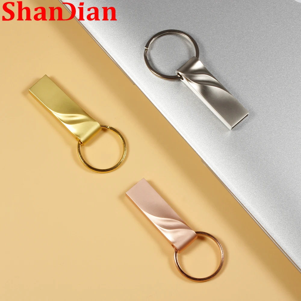 جديد القلم محرك المعادن الصغيرة محرك فلاش USB ارتفع الذهب ذاكرة عصا الحرة حلقة رئيسية صندوق مقاوم للماء U القرص 64 جيجابايت 32 جيجابايت أجهزة التخزين