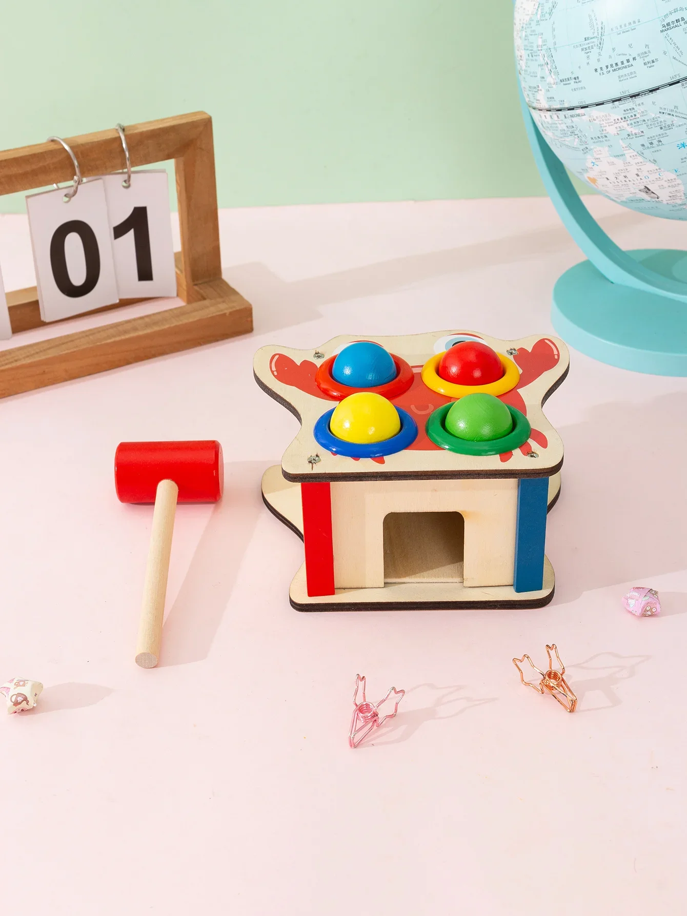 Children Toys 3D Wooden Ball Hammer Puzzles Early Learning Kid Games Educational Children Birthday New Year Gift